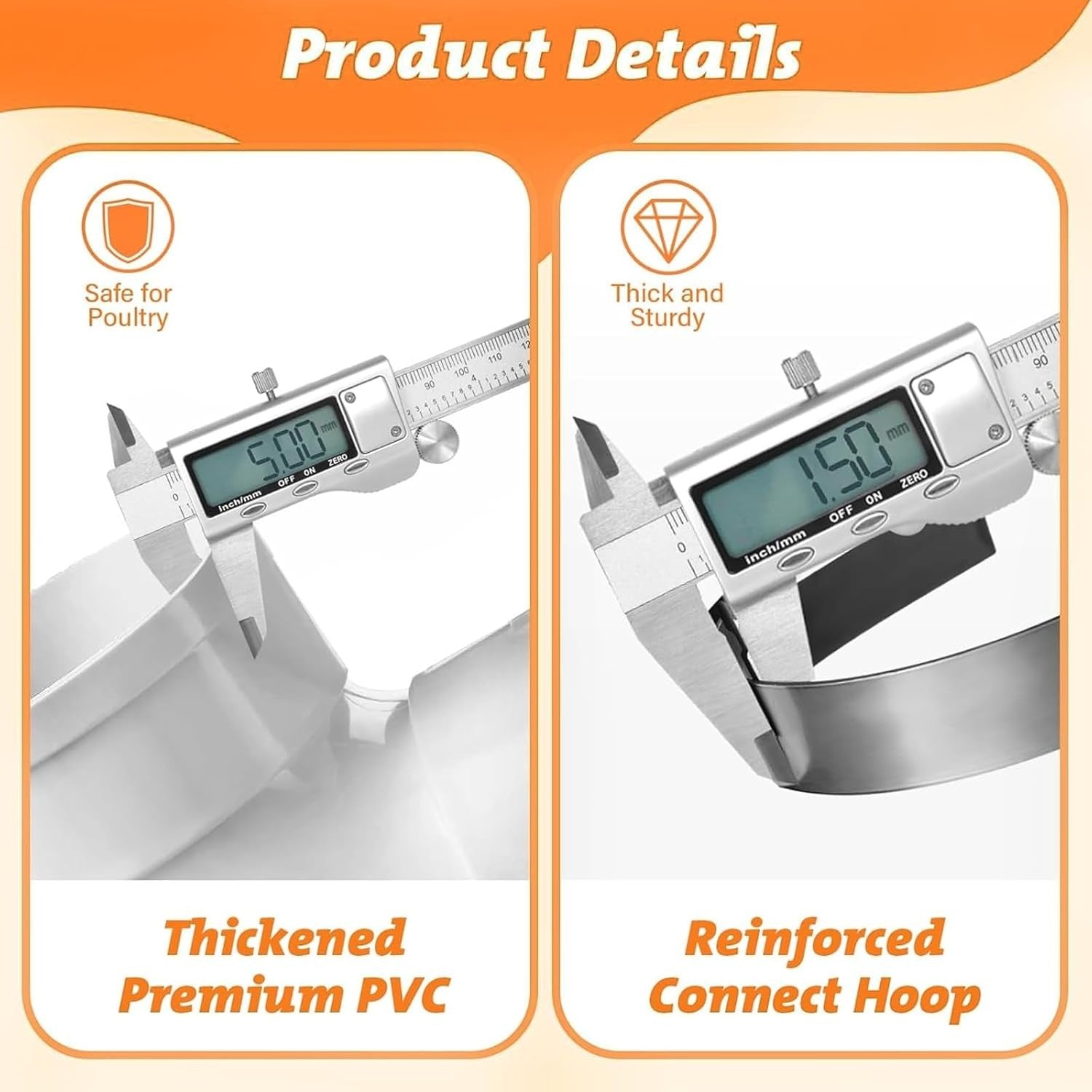 3 Pack Automatic Chicken Feeder PVC No Waste Wall Mount
