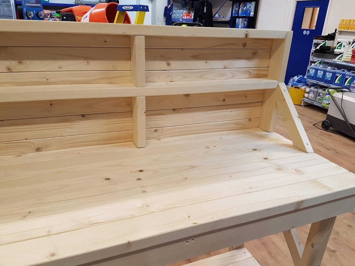 4ft Heavy Duty Wooden Workbench with Back Panel – Solid Timber Work Table