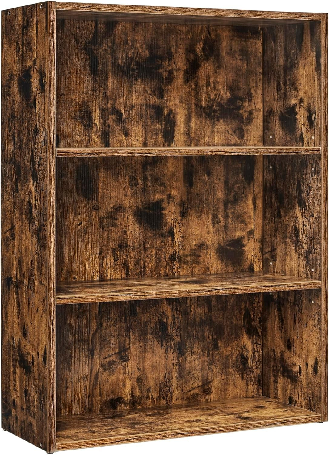 3 Tier Wooden Bookcase Tall Storage Display Book Shelf for Living Room Rustic
