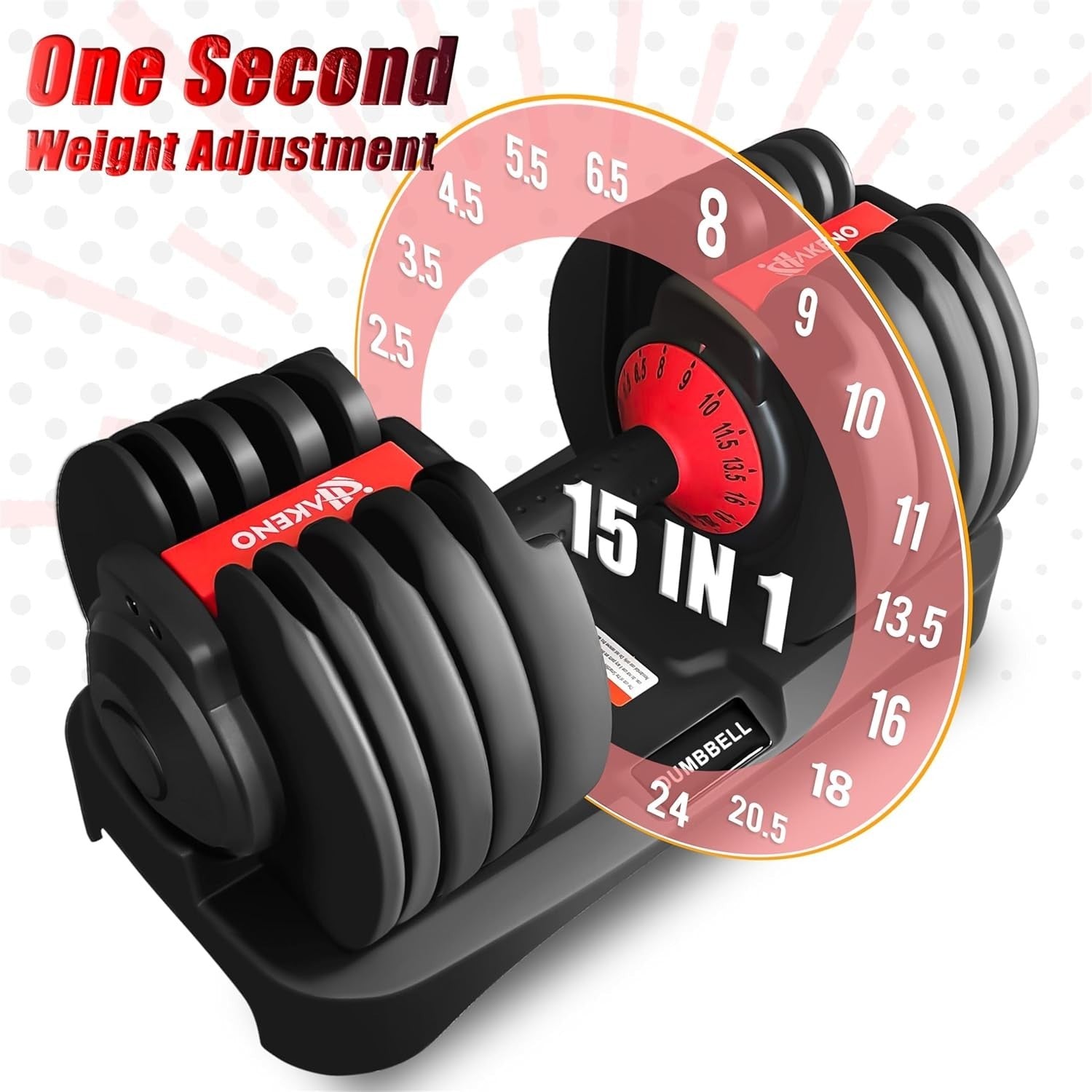 2x24KG Adjustable Dumbbells Pair 15-in-1 Fast Twist Home Gym Weights