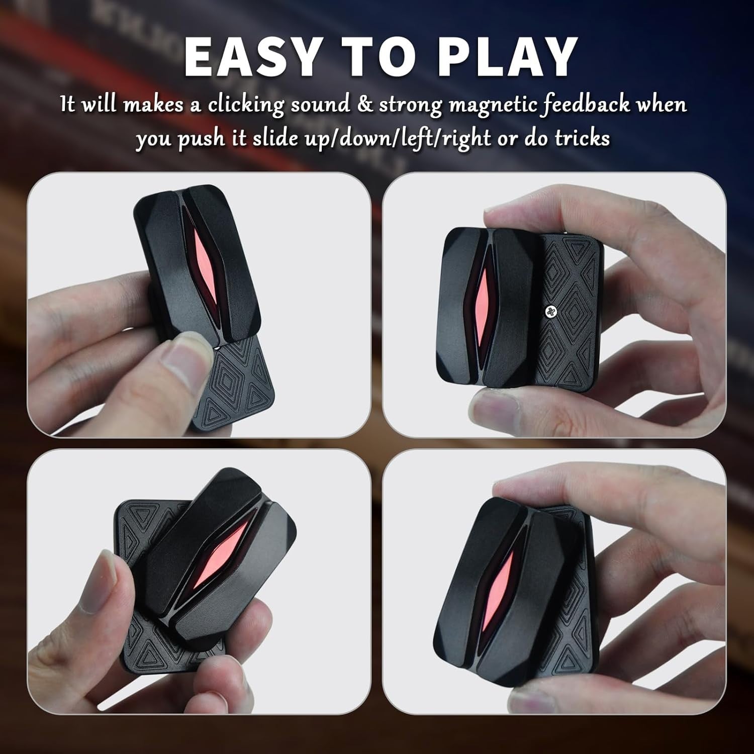 Magnetic Fidget Slider Black Red Zinc Alloy Executive Desk Toy