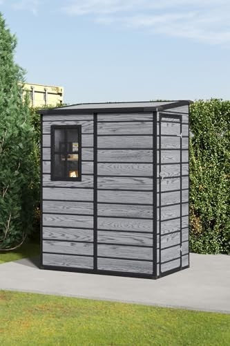 Plastic Garden Shed 4.5x3.6ft Outdoor Waterproof Storage with Floor & Window
