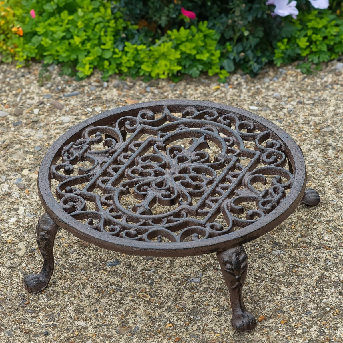 Cast Iron Plant Stand Indoor Outdoor | Heavy Duty Raised Garden Pot Holder 11”
