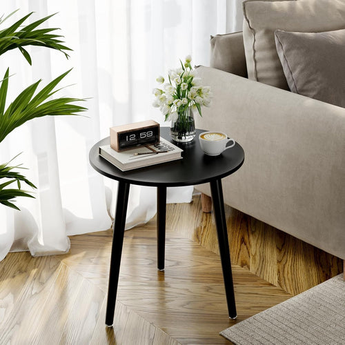 Small Round Side Table with Sturdy Iron Legs, 42x42x51cm, Multi-Use