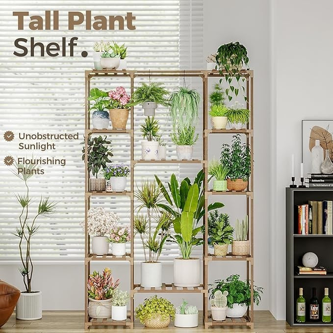 Wooden Plant Stand Indoor Outdoor Multi-Shelf Flower Pot Rack