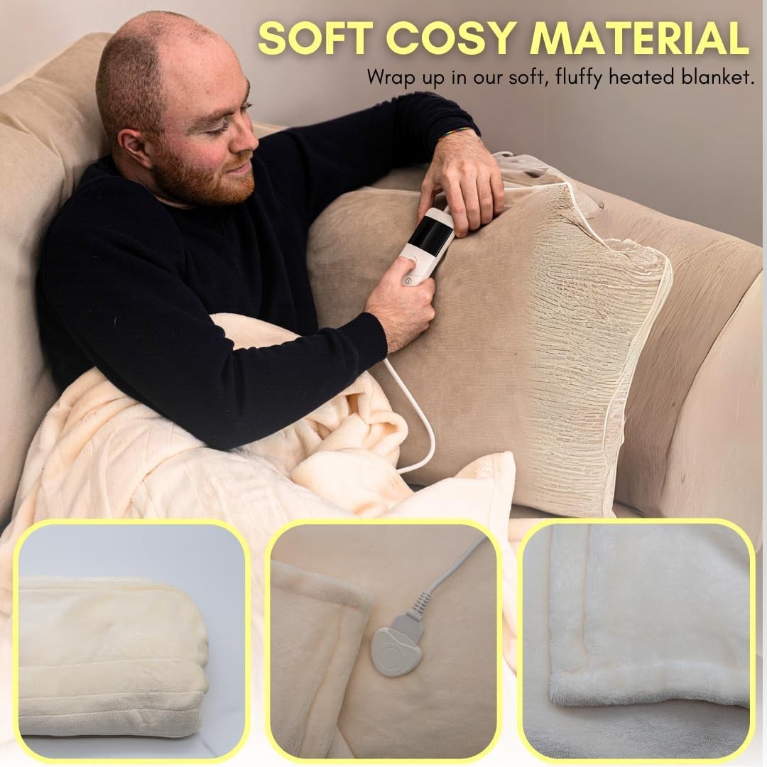 Electric Heated Throw Blanket 120x160cm Fleece Sofa Bed Fast Warm Cover