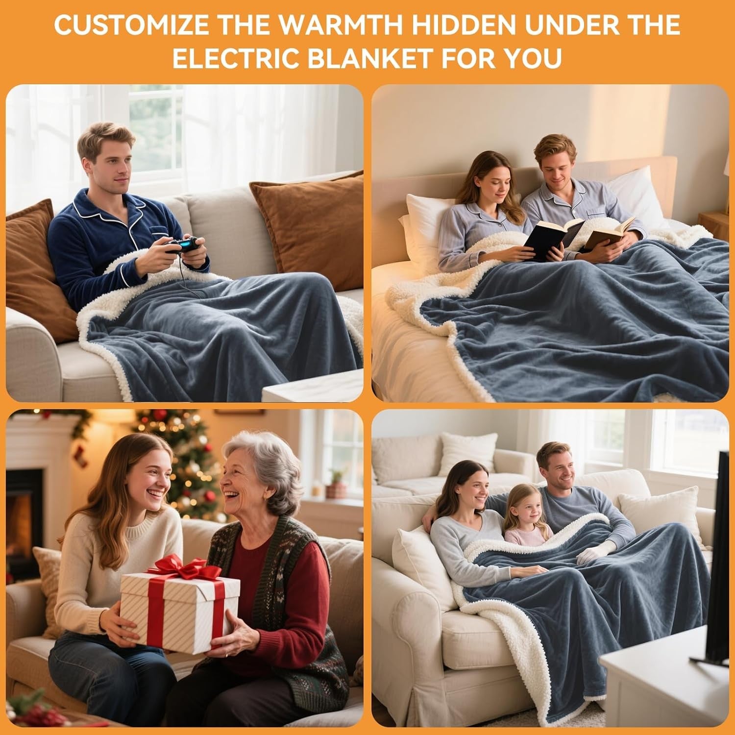 Electric Heated Throw Blanket 180x130cm Auto Shut Off 9 Heat Levels Soft Fleece