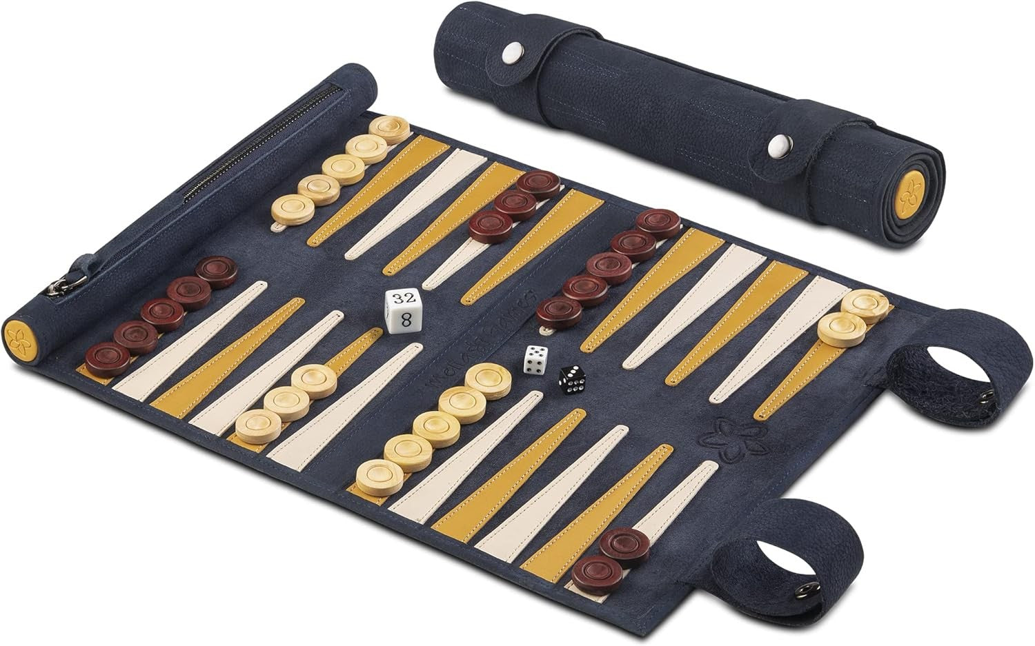 Luxury Travel Backgammon Set Genuine Leather Roll Up Portable Strategy Game