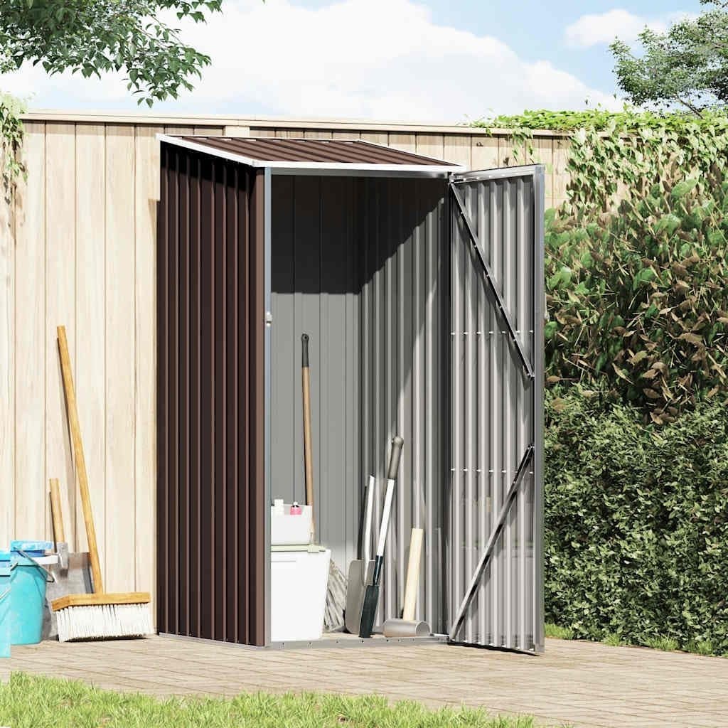 Metal Garden Shed Outdoor Storage with Sloped Roof & Weather Protection Brown