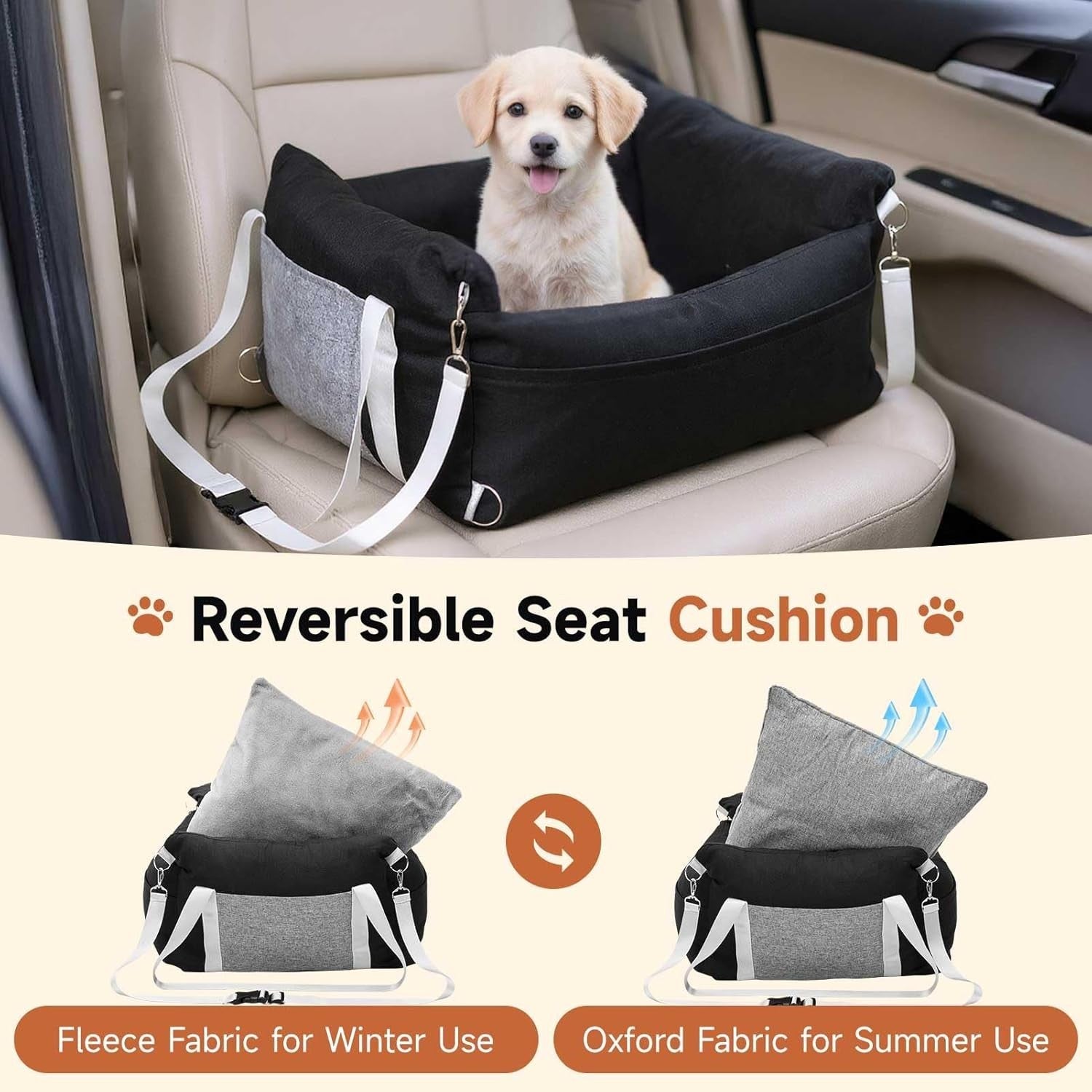 Dog Car Seat Booster Bed Waterproof Travel Carrier Cushion Safety Leash