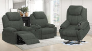 Set of 3 Power Lift Recliners Massage Heat USB-C Footrest Cup Holders Dark Grey