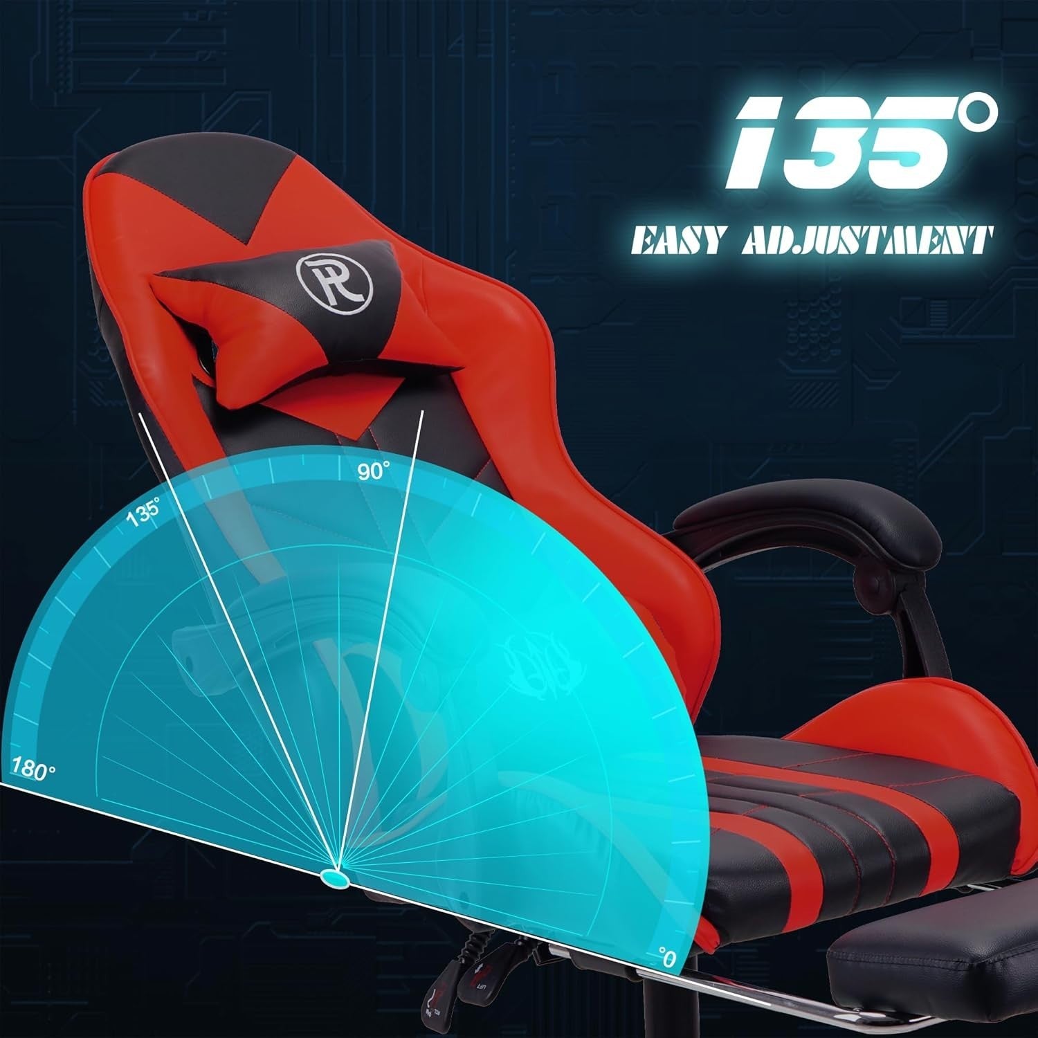 Ergonomic Red Gaming Chair Office Computer Racing Seat Adjustable Foot Rest New