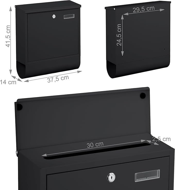 Wall Mounted Lockable Mailbox w/ Newspaper Holder – Weatherproof Iron Postbox