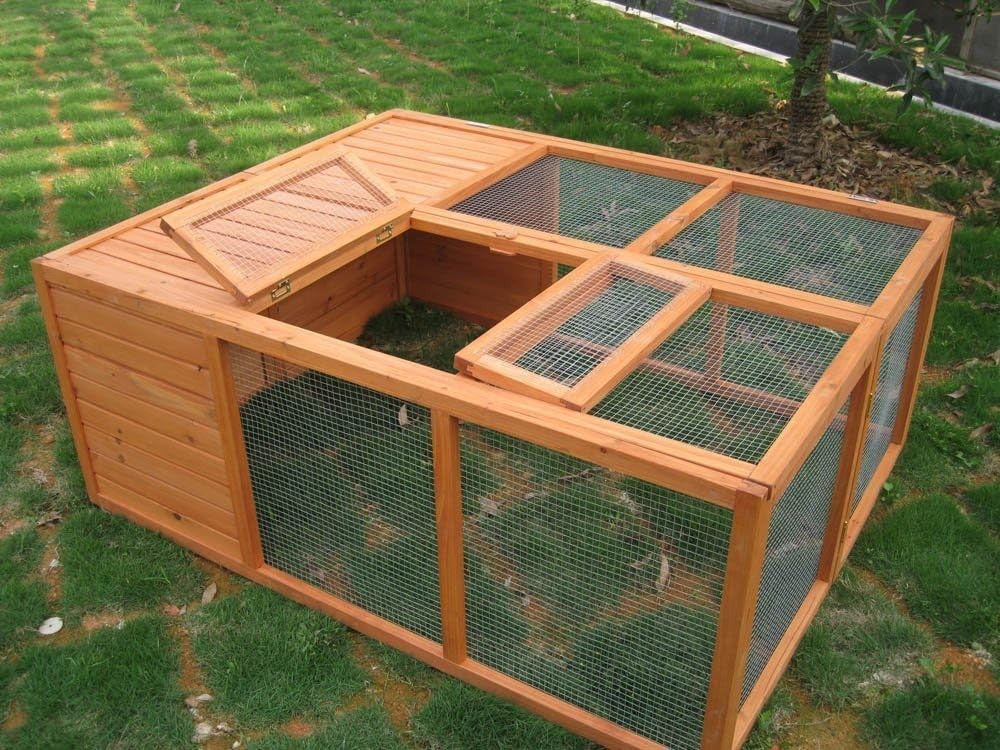 48in Folding Rabbit Run Hutch Outdoor Wooden Shelter Secure Enclosure