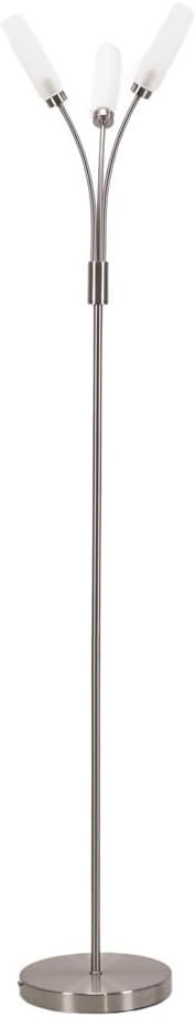3 Arm Curved Floor Lamp Brushed Chrome Modern Standing Light with Bulbs