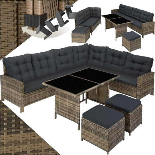 8 Seater Rattan Garden Sofa Set Outdoor Patio Furniture Cushions & Table