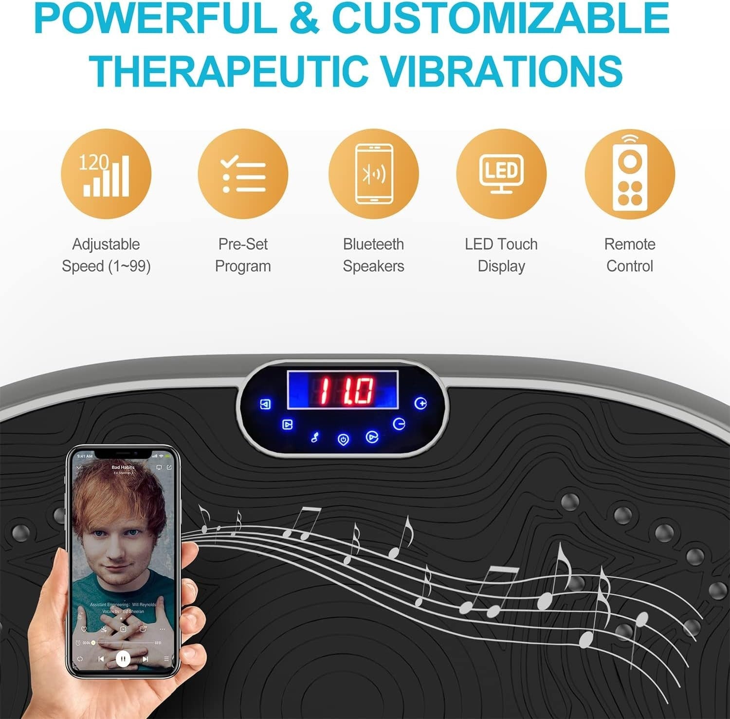 Grey Vibration Plate Exercise Machine Whole Body Workout 120 Levels