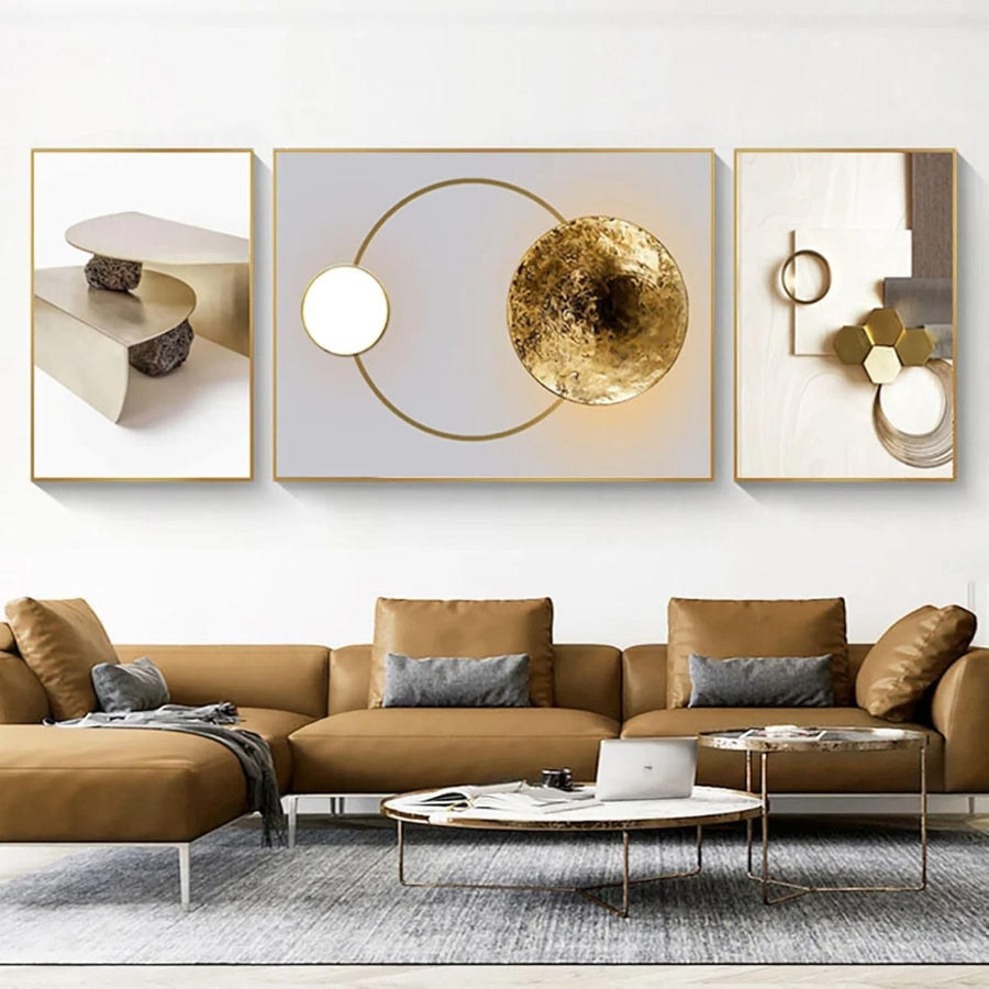 Abstract Canvas Wall Art Set of 3 Modern Living Room Decor