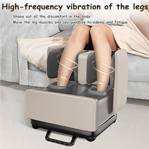 2-in-1 Foot & Calf Massager with Heat Shiatsu Kneading Vibration Beige