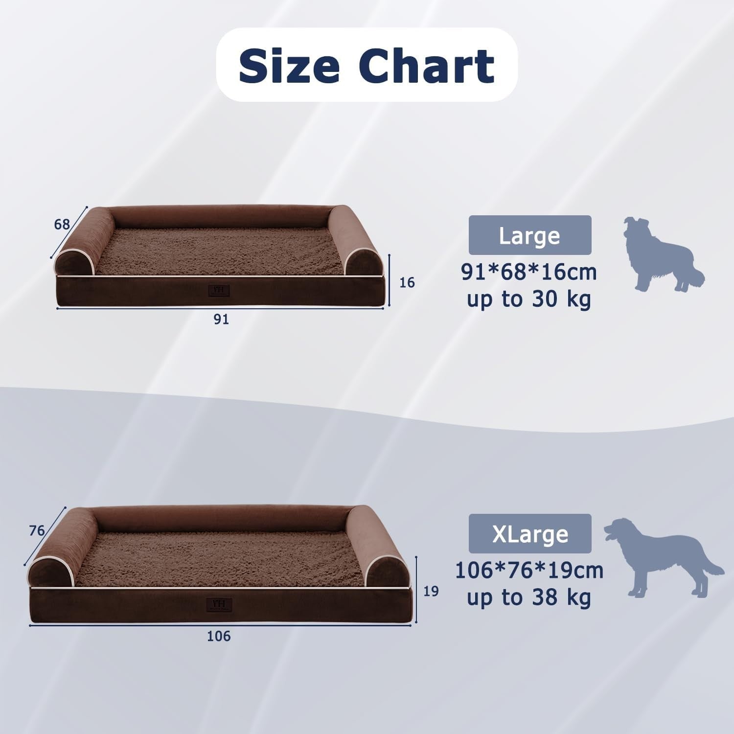 Large Orthopedic Dog Bed 91x68cm Waterproof Brown