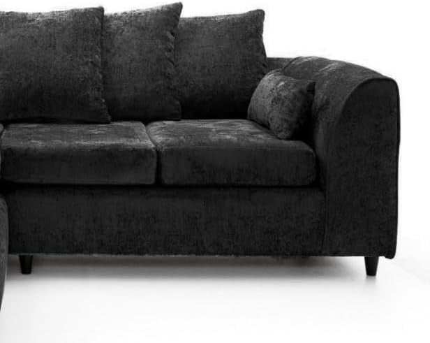 L Shaped Sofa 4 Seater Left Hand Corner Couch Black Fabric Scatter Back