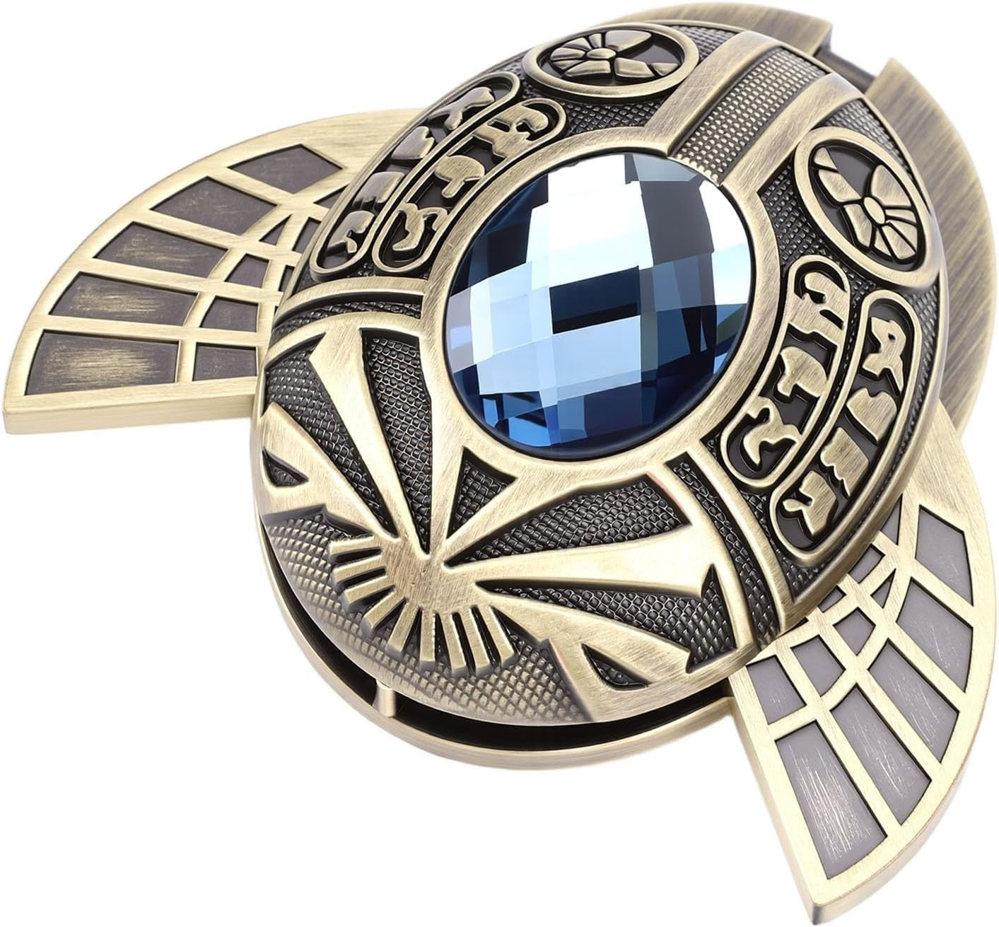 Ancient Egypt Fidget Slider Zinc Alloy Blue Gem Stress Relief Pocket Toy