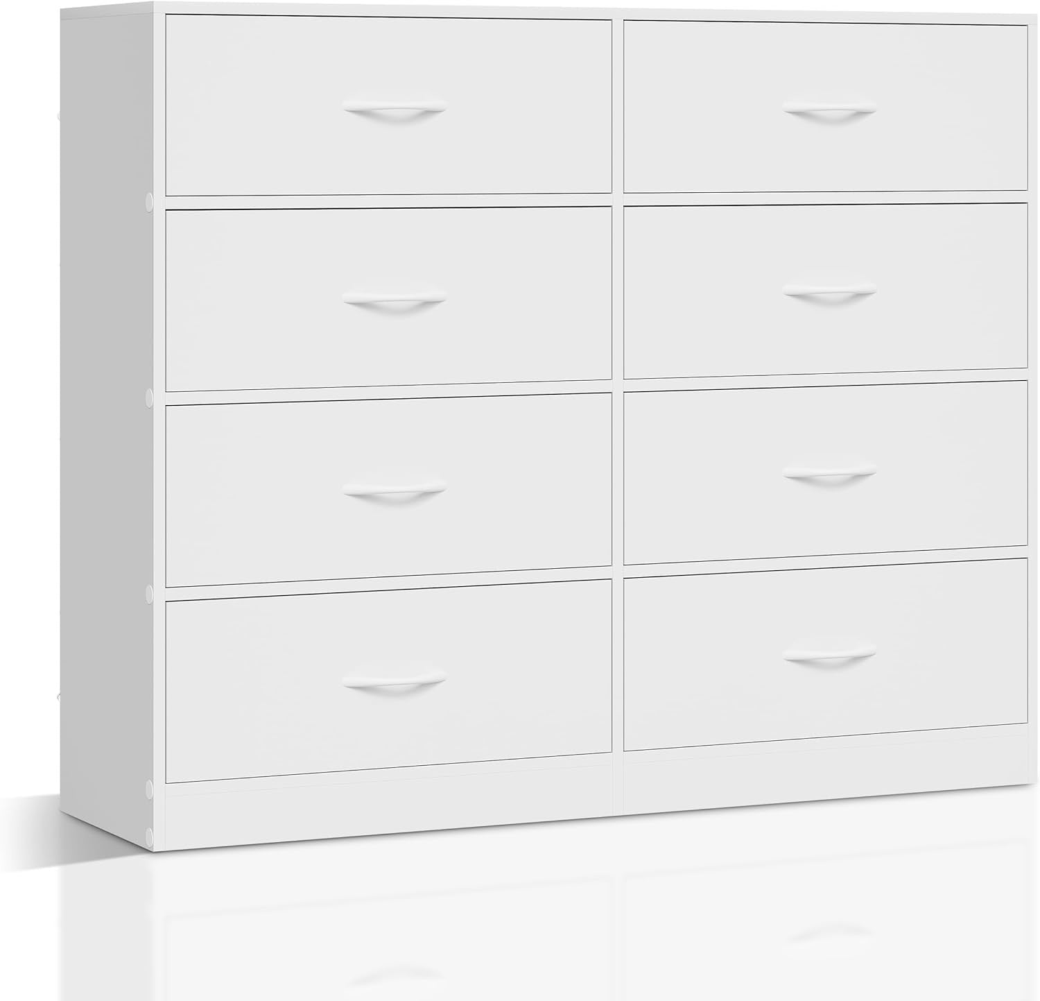 8 Drawer White Storage Chest Fabric Drawers Bedroom Hallway Cabinet 108cm