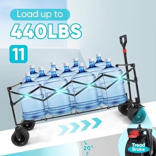 Heavy Duty Folding Beach Wagon 400L 440lbs All-Terrain Festival Trolley