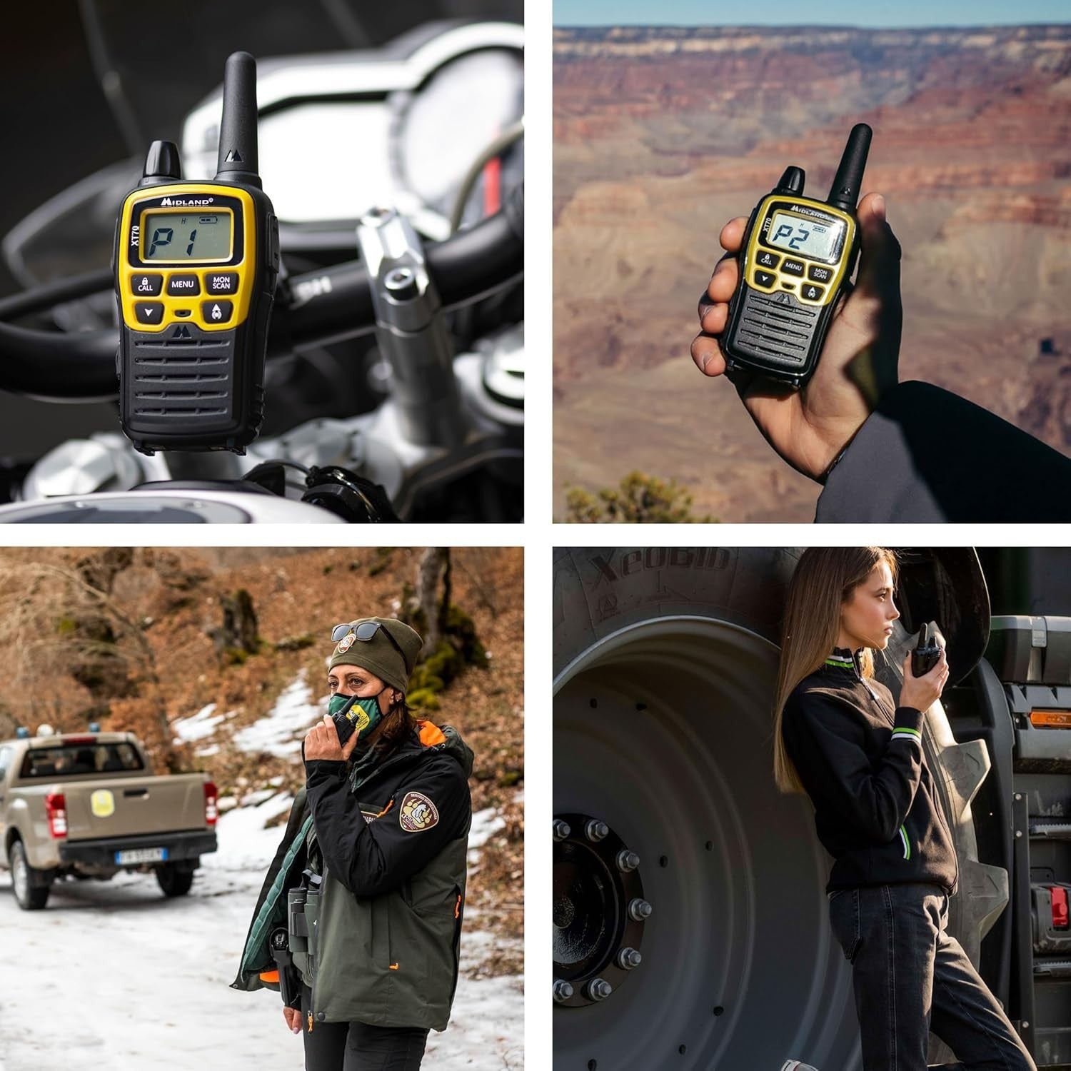Professional Walkie Talkies 12km Dual Band Fast Charge 2 Pack Yellow