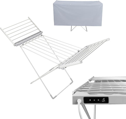 Electric Heated Clothes Airer Digital Timer Thermostat Foldable Drying Rack
