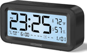 Night Light Digital Alarm Clock Large Display Temp Humidity Snooze Bedroom