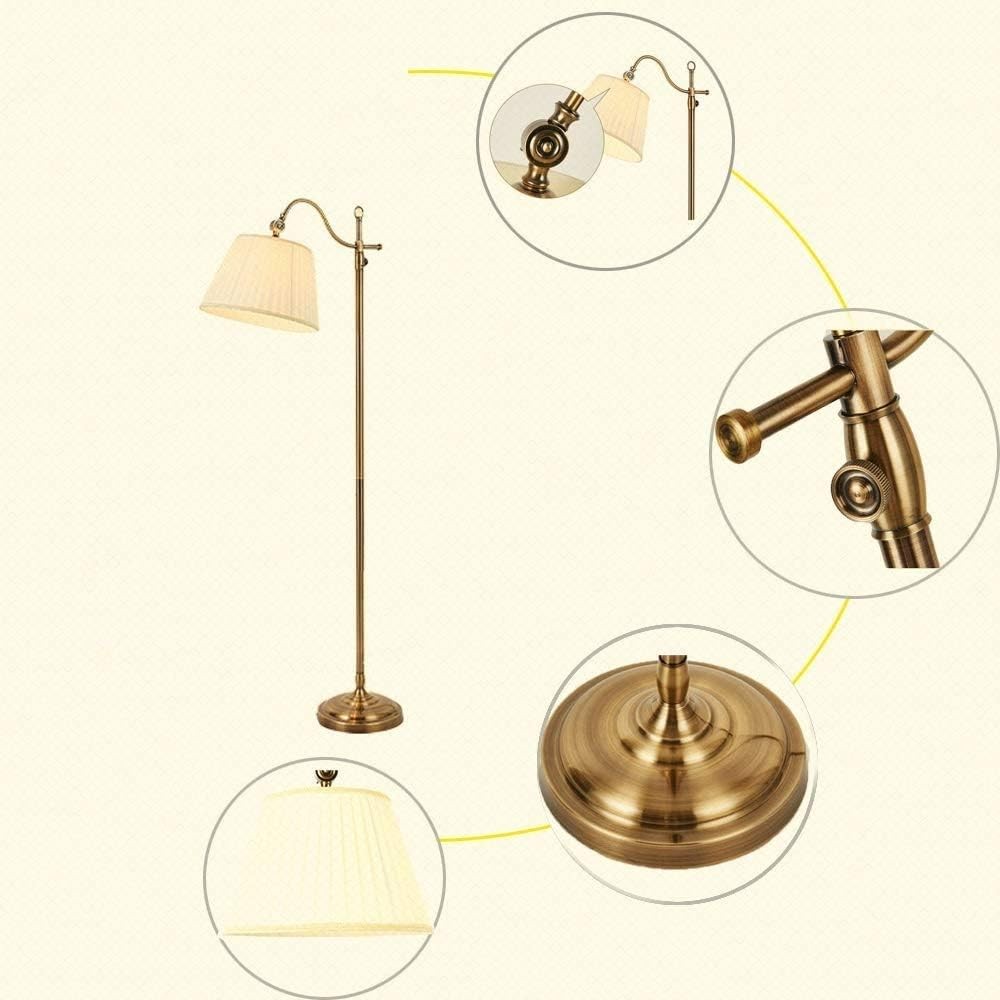 Tripod Floor Lamp Fabric Shade Modern Standing Reading Light E27 Foot Switch