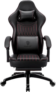 Gaming Chair Pocket Spring Cushion Massage Lumbar Footrest Black