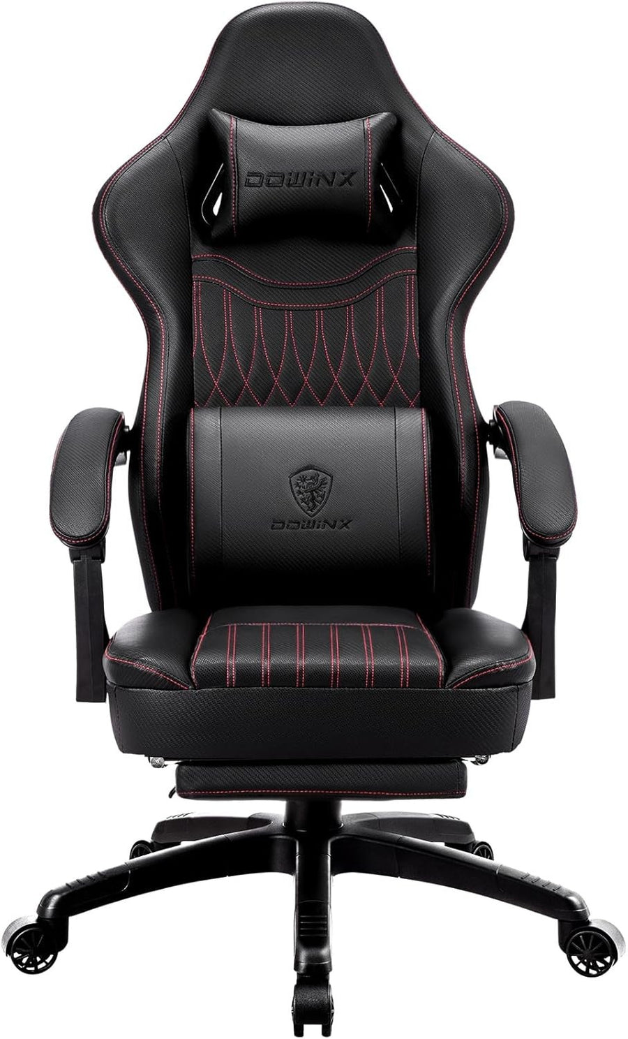 Gaming Chair Pocket Spring Cushion Massage Lumbar Footrest Black