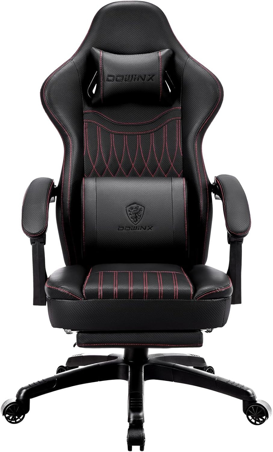 Gaming Chair Pocket Spring Cushion Massage Lumbar Footrest Black