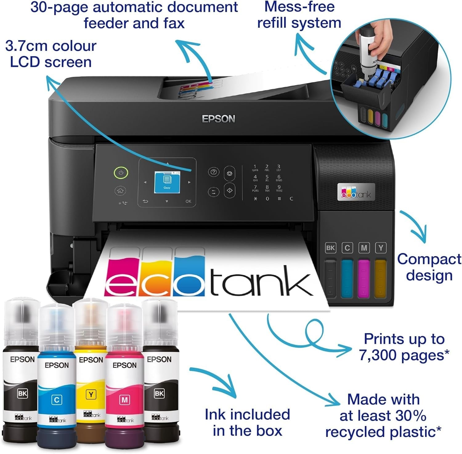 Black EcoTank ET-4810 A4 Multifunction Ink Tank Printer Wi-Fi
