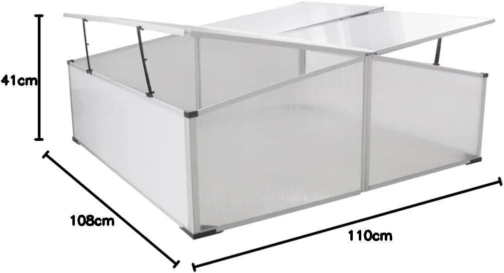 Cold Frame Greenhouse 108x110x41cm | 4-Lid Polycarbonate UV-Resistant Plant Box