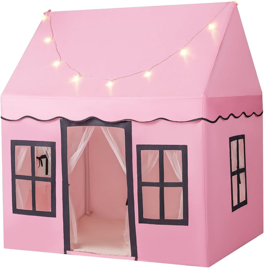 Pink Fairy Castle Kids Play Tent Indoor Large Star Light Playhouse