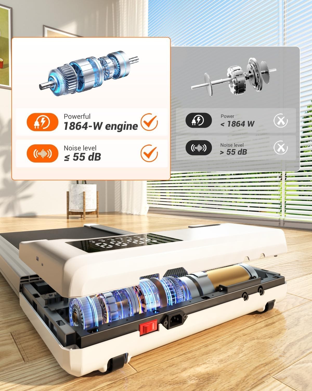 Compact Under Desk Treadmill – Quiet, Shock-Absorbing, AI Training, App-Control