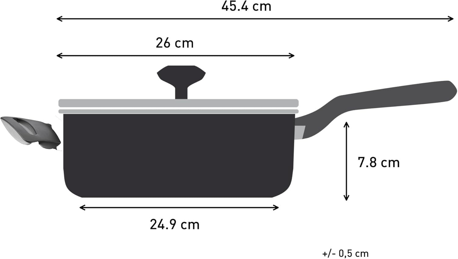 26cm Stone Black Non Stick Durable Coating Saute Pan with Lid Induction Safe