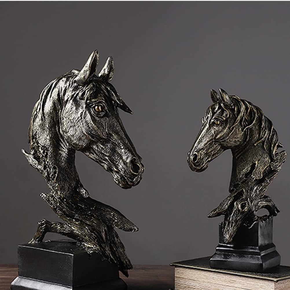 Modern Horse Head Sculpture • 30cm Resin Statue • Luxury Abstract Home Decor