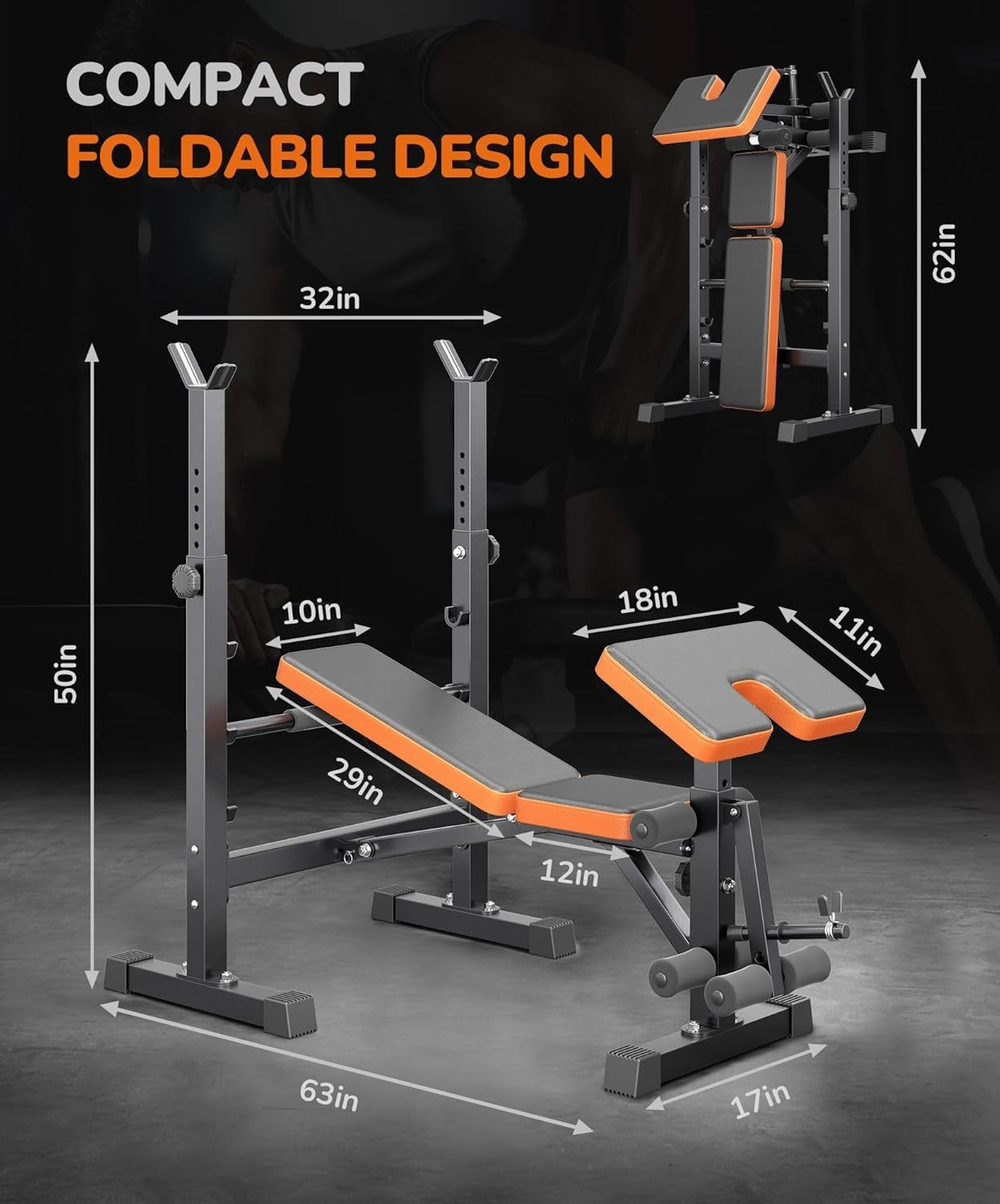 6-in-1 Home Gym Weight Bench Set With Squat Rack Leg Press 660lb