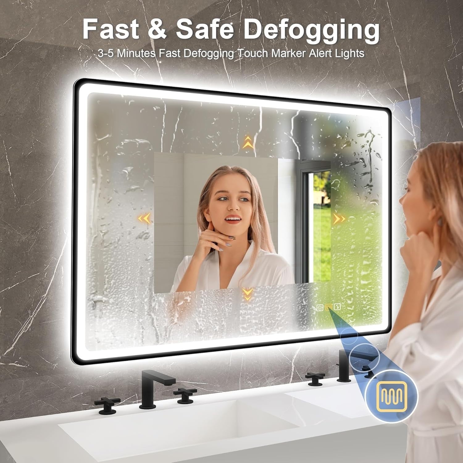 LED Bathroom Mirror 70x100 cm Bluetooth, Anti-Fog, Dimmable, Memory
