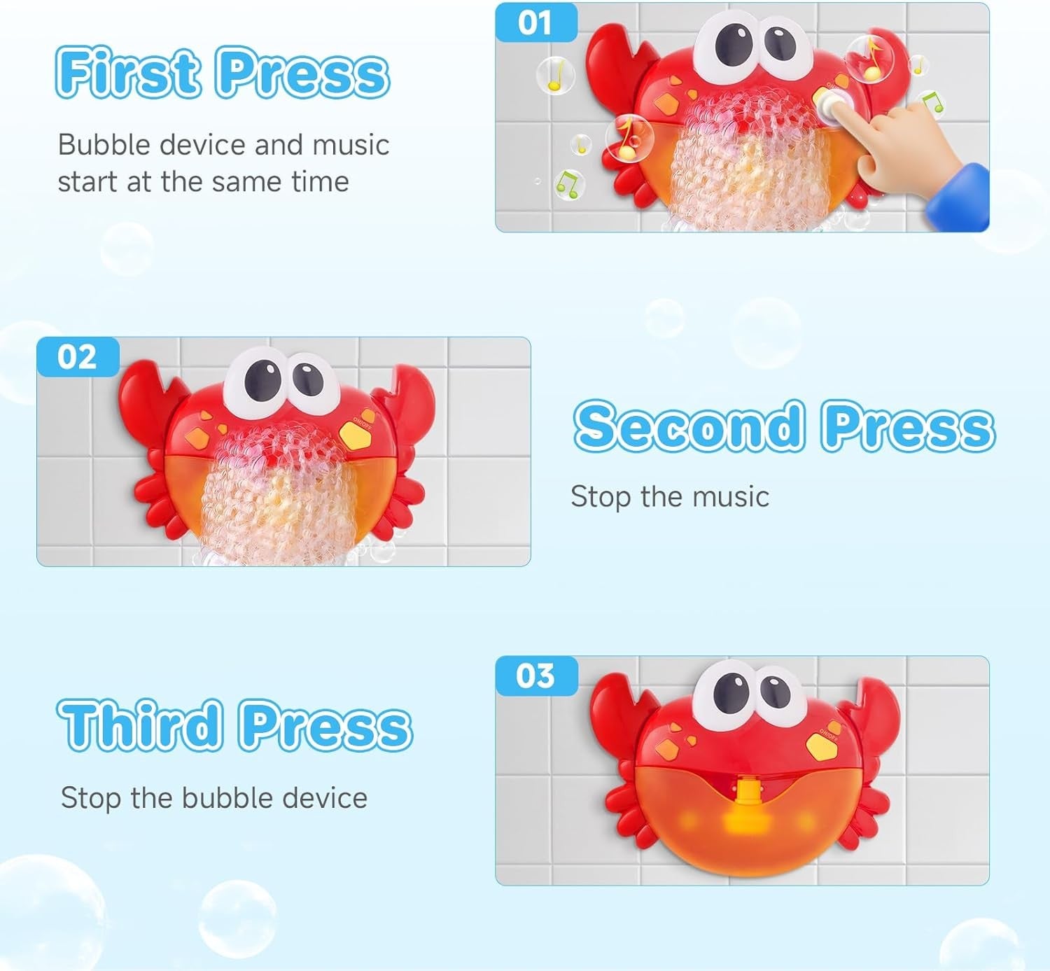Crab Bath Bubble Machine with Music Baby Toddler Bath Toy Red