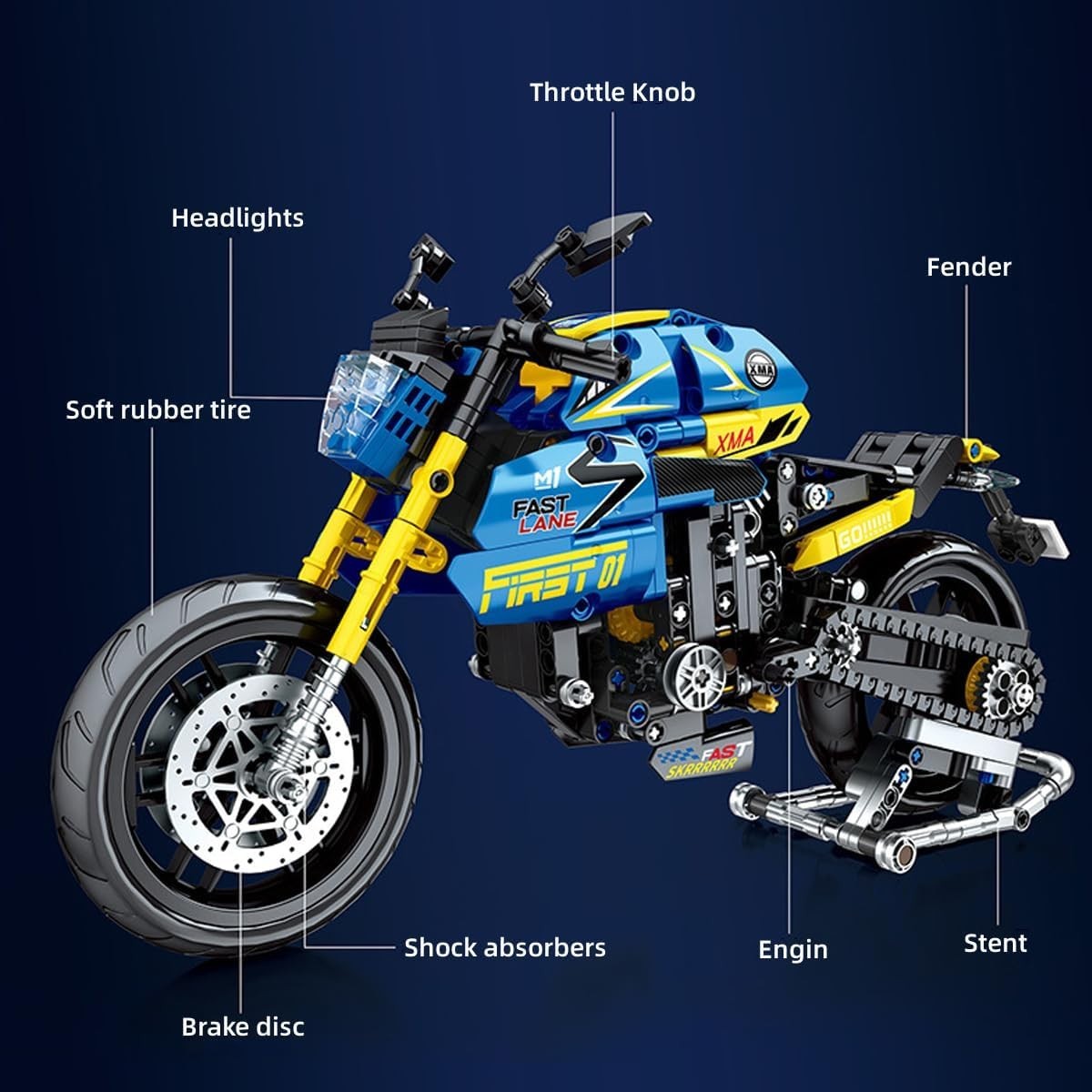 706pcs Technic Motorcycle Building Kit for Adults – Realistic DIY Motorbike Mode