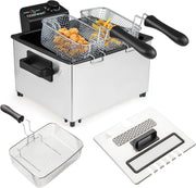 Electric Deep Fat Fryer 5L 2000W Stainless Steel 3 Baskets Viewing Window