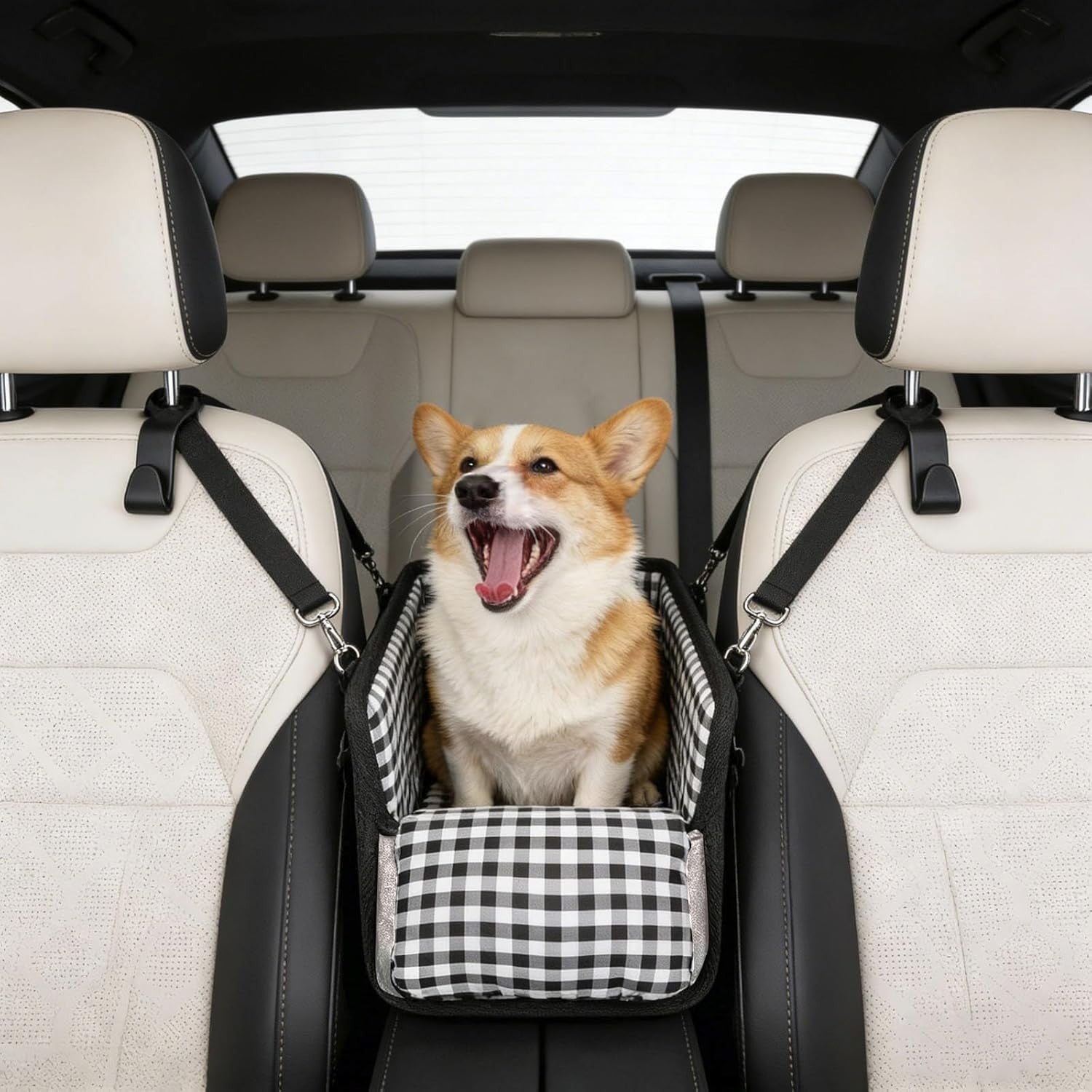 Pet Console Car Seat Small Dog Cat Carrier Safety Harness Travel Bed