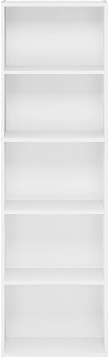 5 Tier Reversible Bookcase Storage Open Shelf Compact Organizer Bookshelf White