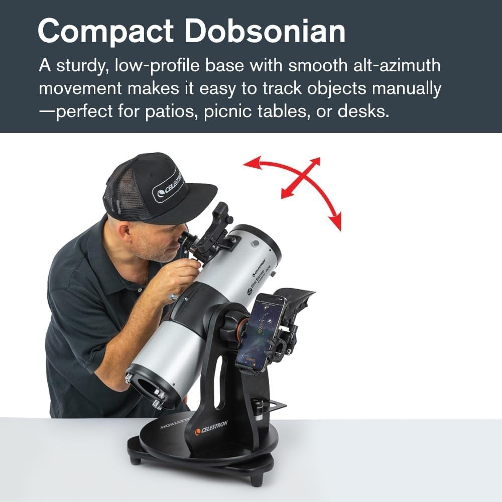 114mm Silver StarSense Tabletop Dobsonian Telescope Smartphone App