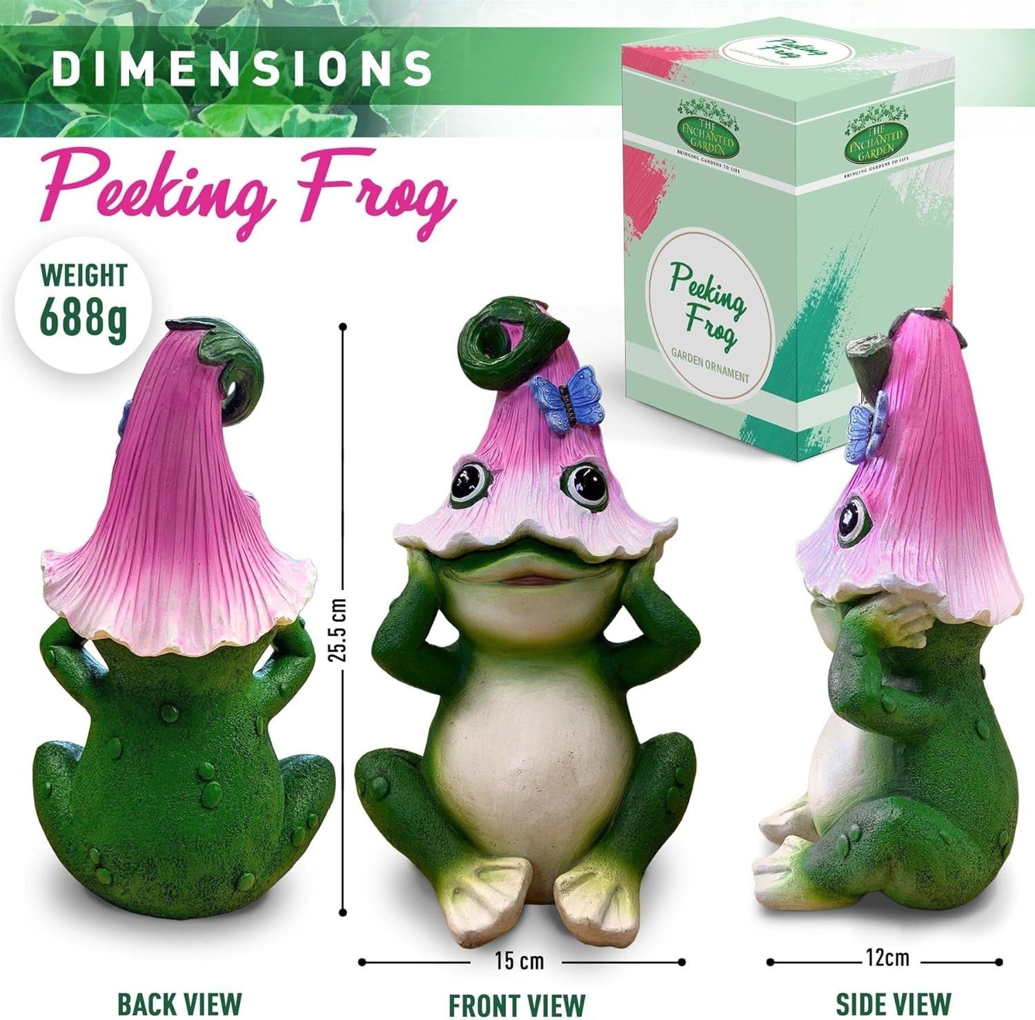 Peeking Frog Garden Ornament Resin Statue Cute Outdoor Patio Lawn Decor Gift
